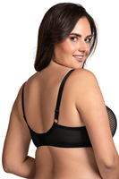 Vivisence Semi-Padded Bra Floral Lace Upper Cups Smooth Foam Bottom Cups Adjustable Wide Straps Supportive Wires Perfect for Gift Elegant Packaging, Black