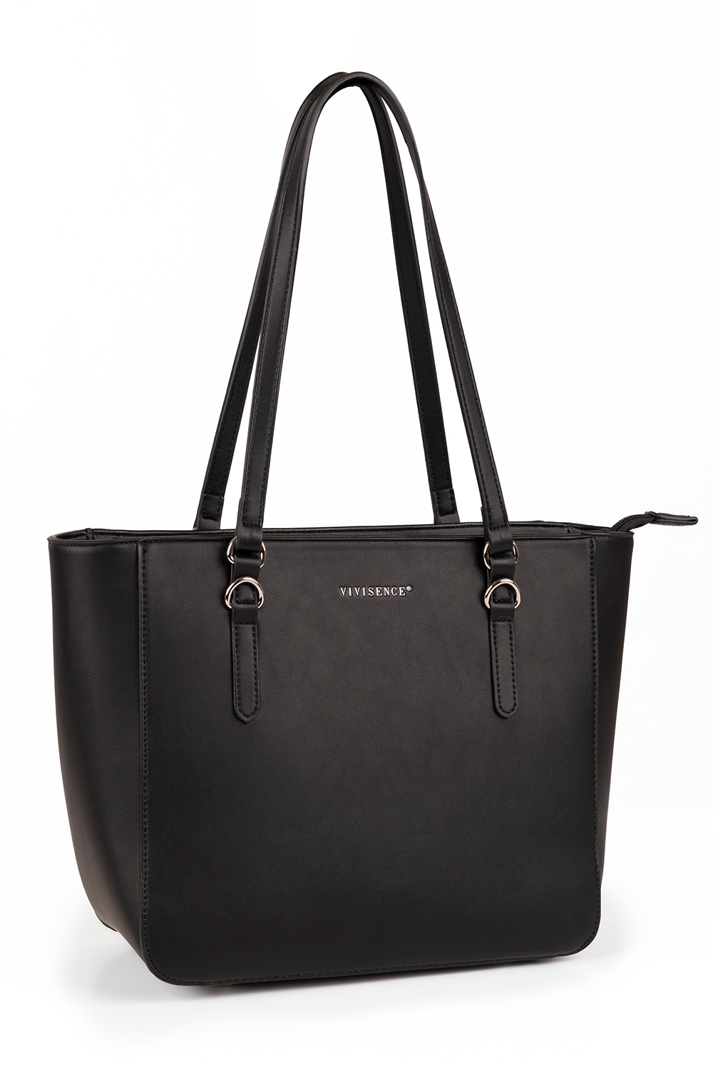 Vivisence Sac À Épaule Femme Fermeture Zippée Compact Idéal Au Quotidien, noir