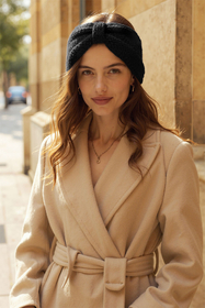 Vivisence Femme Bandeau Tricot Doux Avec Nœud Torsadé Confort Et Chaleur, noir