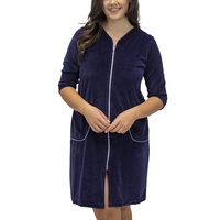 Vivisence Peignoir avec Poches Coton Fermeture Éclair Confortable Pour Porter à la Maison 5027,