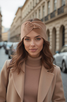 Vivisence Bandeau Femme Hiver Automne Chaud Couvre-chefs d'hiver Confortable Élégant Accessoire Cheveux Entrelacé Devant Tricot Extensible Idéal Journées Froides, beige