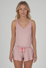 Vivisence Femme Pyjama Set Viscose Nœud Déco Confort Pour la Nuit D'été 2044,