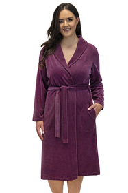 Vivisence Peignoir Femme Long Ceinture Poches Doux Classique Maison 5022, violet