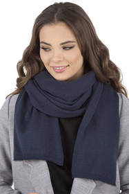 Vivisence Elegant Women's Winter Set Classic Beret And Matching Wool Scarf Made From Warm And Soft Fabric Ideal For Cold Winter And Autumn Weather, dark blue
