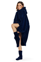 Vivisence Damen Deckenpullover Mit Socken Warm Flauschig One Size Geschenk 5028Kmpl, dunkelblau