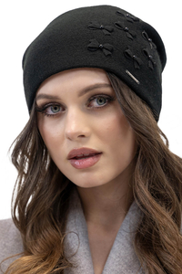 Vivisence Bonnet Femme Avec Perles Ajustement Parfait Conçu Avec Plis 7089, noir