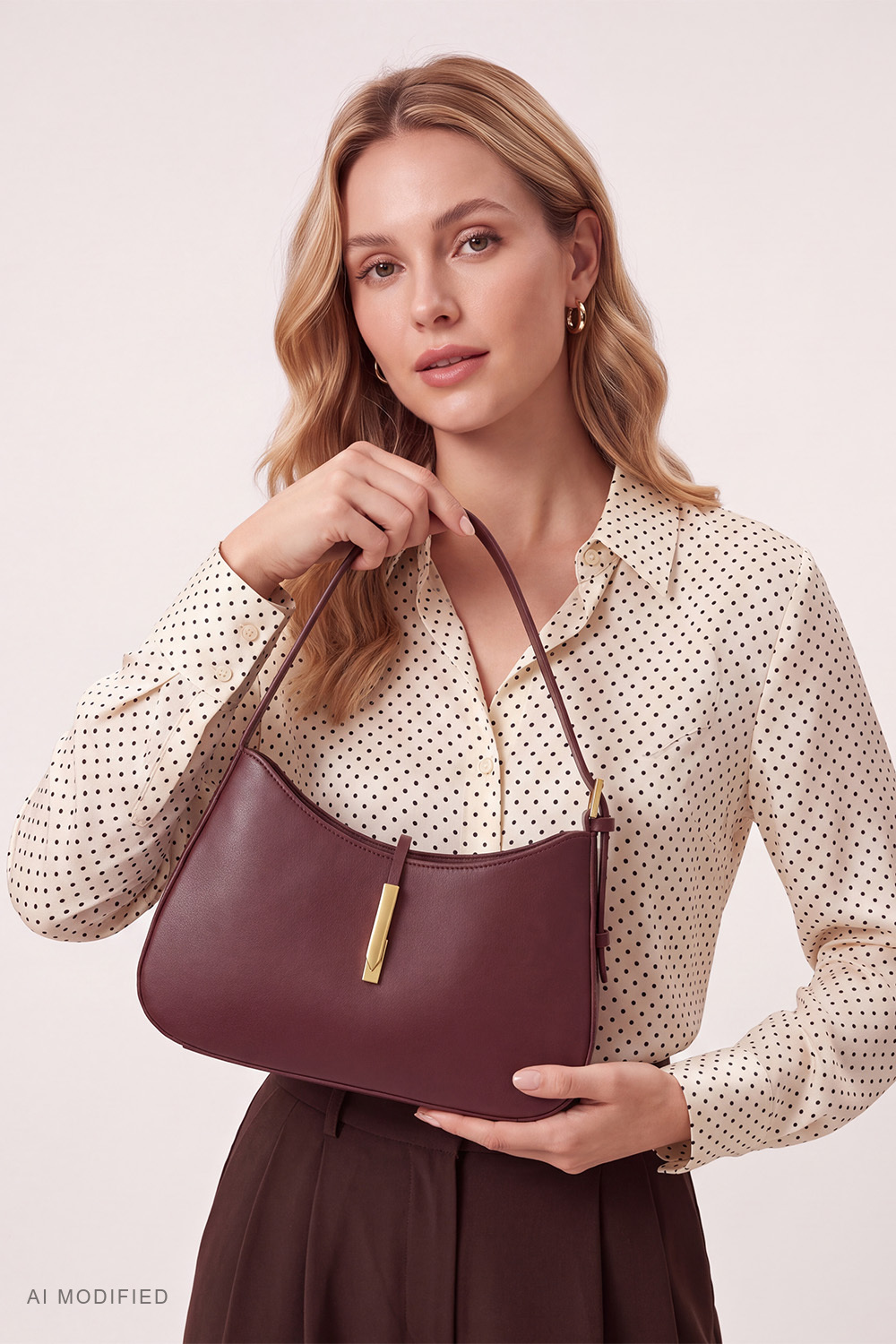 Vivisence Umhängetasche Damen Polyurethan Bagettetasche Schulter, weinrot