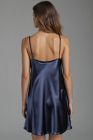 Vivisence Nightdress Satin Adjustable Straps Soft and Pleasant Fabric 2039, dark blue