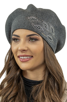Vivisence Béret Femme Avec Appliqué En Zirkonia Idéal Pour Les Jours Froids 7051, gris foncé