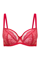 Vivisence Womens Lace Underwire Bra With Soft Cups Adjustable Straps Mesh Details Ideal For Everyday Wear, red