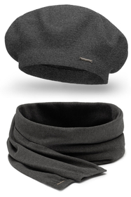Vivisence Béret Et Écharpe Femme Pour L'automne et L'hiver En Laine Et Acrylique Ensemble Chic Pour L'Hiver Accessoire Mode Durable Pour Cadeau Parfait Confort Et Élégance 7005Kmpl, gris clair