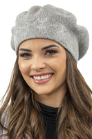 Vivisence Damen Baskenmütze Winter Herbst Warme Barette Wolle Elegante Stil 7050, hellgrau