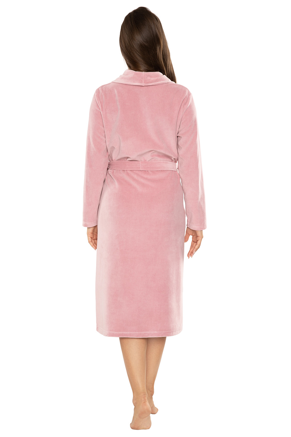 Vivisence Robe Cotton Belted Pockets Double-Sided Soft Cozy Daily Use 5022, pink