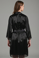 Vivisence Peignoir pour Femme Satin Noué à la Taille Confort pour Nuit 5032, noir