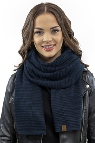 Vivisence Damen Schal Strick Warm Breit Weich Elegant Sportlich Winter 7041S, dunkelblau