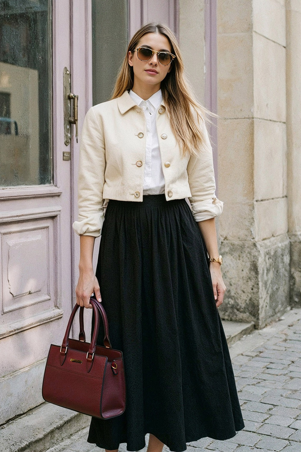 Vivisence Handtasche Damen Umhängetasche Alltag Komfort und Eleganz, weinrot