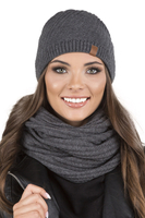 Vivisence Bonnet Et Cache Cou Femme Pour L'automne et L'hiver Ensemble Chaud Et Élégant Tricoté Avec Pompon Fourrure Doux Et Confortable Pour Activités Quotidiennes Et Plein Air 7017Kmpl, gris foncé