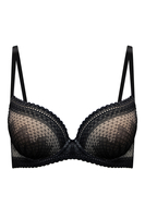 Vivisence Push Up BH Damen Mikrofaser Doppelpolsterung Hebt Und Vergrößert, beige-schwarz