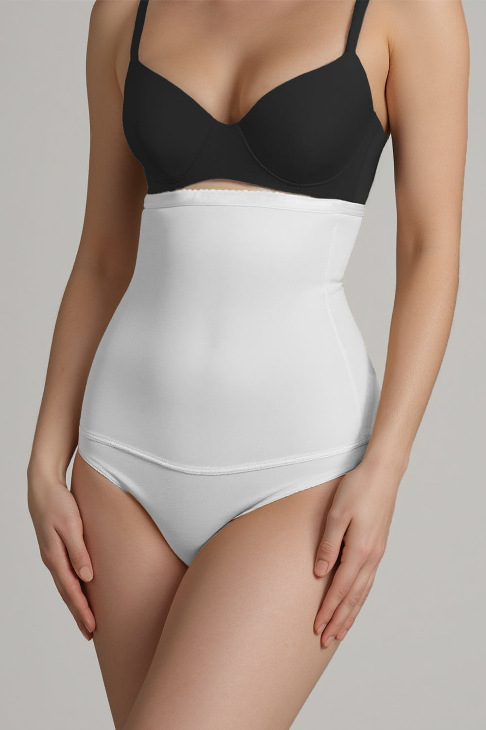 Vivisence Damen Shapewear Unterhose Baumwolle Hoher Bund Schlanke Figur 4101, weiß