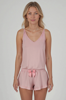 Vivisence Femme Pyjama Set Viscose Nœud Déco Confort Pour la Nuit D'été 2044, rose
