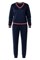 Vivisence Damen Trainingsanzug Set Velour Mit Taschen Für Komfort Beim Freizeitlook 9201, dunkelblau