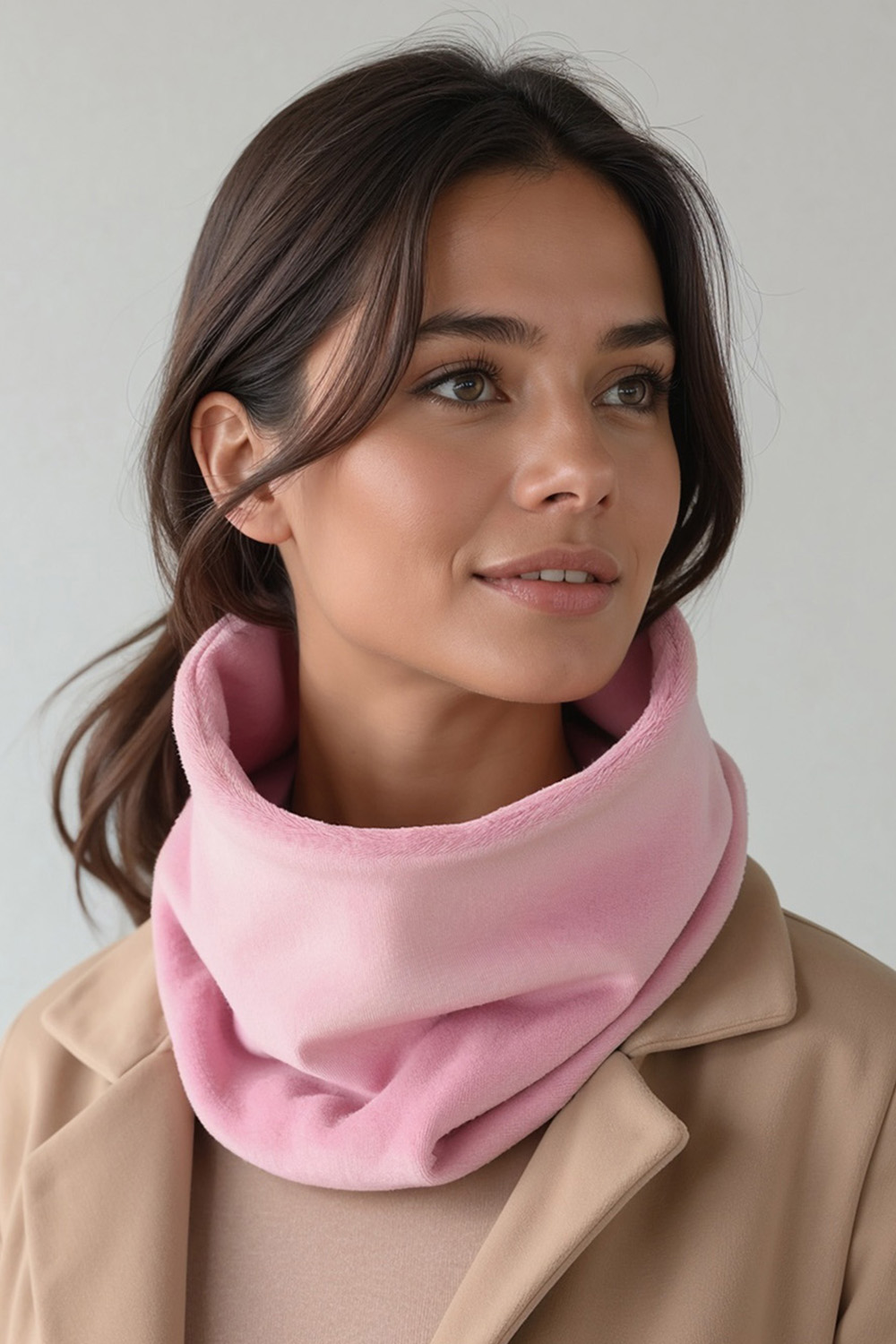 Vivisence Damen Loop Schal Warme Weiche Strick Aus Baumwolle Komfort Im Winter, rosa