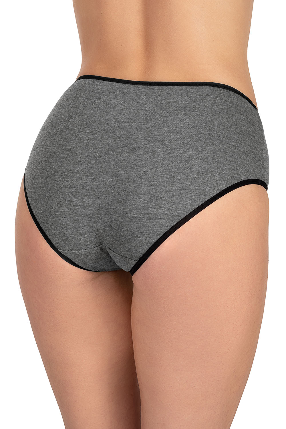 Vivisence Dame Slip Hoher Bund Voll Klassisch Unterhose Baumwolle Alltag 4017, schwarzes Gummiband:graphit 5-pack