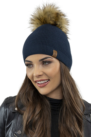 Vivisence Elegant Winter Set for Women with Pompom Hat and Warm Scarf Perfect for Cold Winter Days Ideal for Both Casual and Formal Outfits Made from Warm and Soft Acrylic Fabric, dark blue