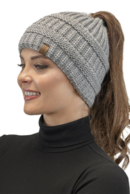 Vivisence Bonnet Femme Avec Tresse Doublé Doux Bande Élastique Pour L’Hiver 7075, gris clair