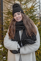 Vivisence Knitted Classic Scarf For Women Soft And Warm Everyday Look 7016S, black