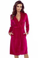 Vivisence Robe Cotton Belted Pockets Double-Sided Soft Cozy Daily Use 5022, rubin