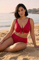 Vivisence Bikini Bottoms Women Ruched Sides High Waist, raspberry