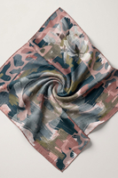 Vivisence Carré de Soie Femme 65 x 65 cm, Foulard en Soie Naturelle 14 Momme, Bords Roulés à la Main, Motif Fleuri Élégant, rose/bleu