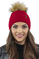 Vivisence Damen Bommelmütze Winter Wintermütze Bommel Herbst Warmem 7042, rot