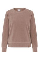 Vivisence Damen Sportbluse Sweatshirt Mit Rundhalsausschnitt Aus Velourstrick Mit Strickbündchen Und Langem Arm Lockerer Schnitt Für Freizeit Fitness Und Alltag 9005,