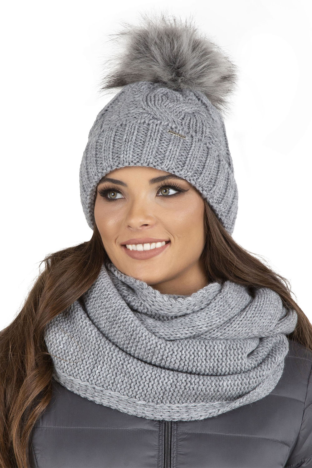 Vivisence Écharpe Tube Tricotée Femme Chaude Et Confortable Pour L’Hiver 7103, gris clair