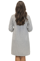Vivisence Robe with Pockets Cotton Zipper Closure Comfortable To Wear At Home 5027, grey