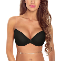 Vivisence Push Up Bra With Invisible Back Strap For Backless Dresses, black