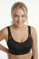 Vivisence Women’s Non Wired Soft Bra, Unpadded Everyday Comfort Bra with Cross Back Adjustable Straps and Supportive Seamed Cups, Black