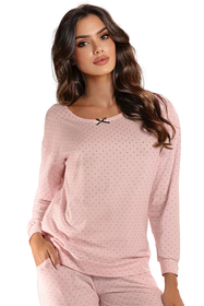 Vivisence Pyjama Deux pièces pour Femme Coton Manches Longues 2023, rose