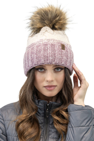Vivisence Women's Pom Pom Hat Fleece Lined Perfect Fit For Cold Days 70101, Pink