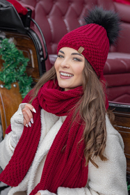 Vivisence Knitted Classic Scarf For Women Soft And Warm Everyday Look 7016S, maroon