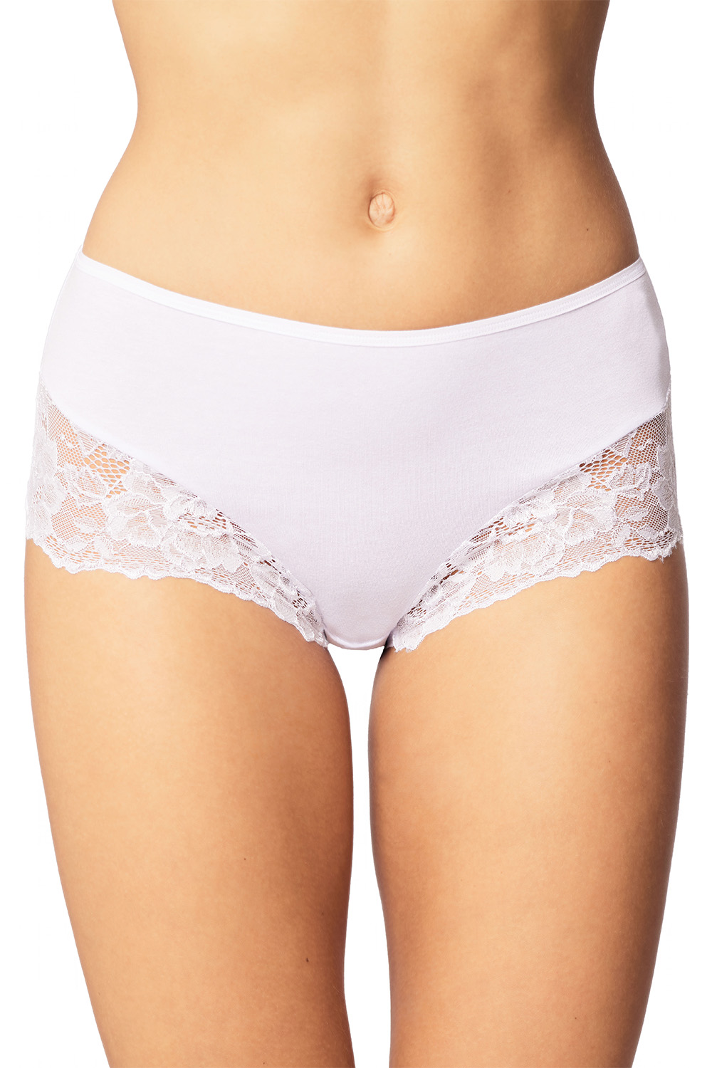Vivisence culotte féminine classique taille haute avec dentelle 4008, blanc