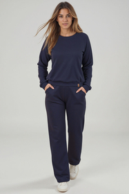 Vivisence Pantalon De Survêtement Femme Confortable Taille Élastique Jambes Larges Poches Latérales Tissu Doux Coton Mélangé Pour Sport Maison Balade Détente Quotidienne 9102,