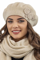 VIVISENCE Baskenmütze aus Wolle Damen Kälteschutz und Komfor für Kalte Tage 7037, beige