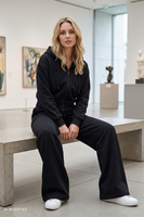 Vivisence Damen Kapuzenjacke Baumwolle Sweatjacke mit Reißverschluss, schwarz