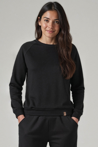 Vivisence Femme Sweat Col Rond Maille Douce Confort Toute La Journée, noir