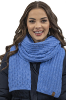 Vivisence Femme Ensemble Bonnet Pompon Écharpe Moufles Chaud Hiver Élégant, bleu denim