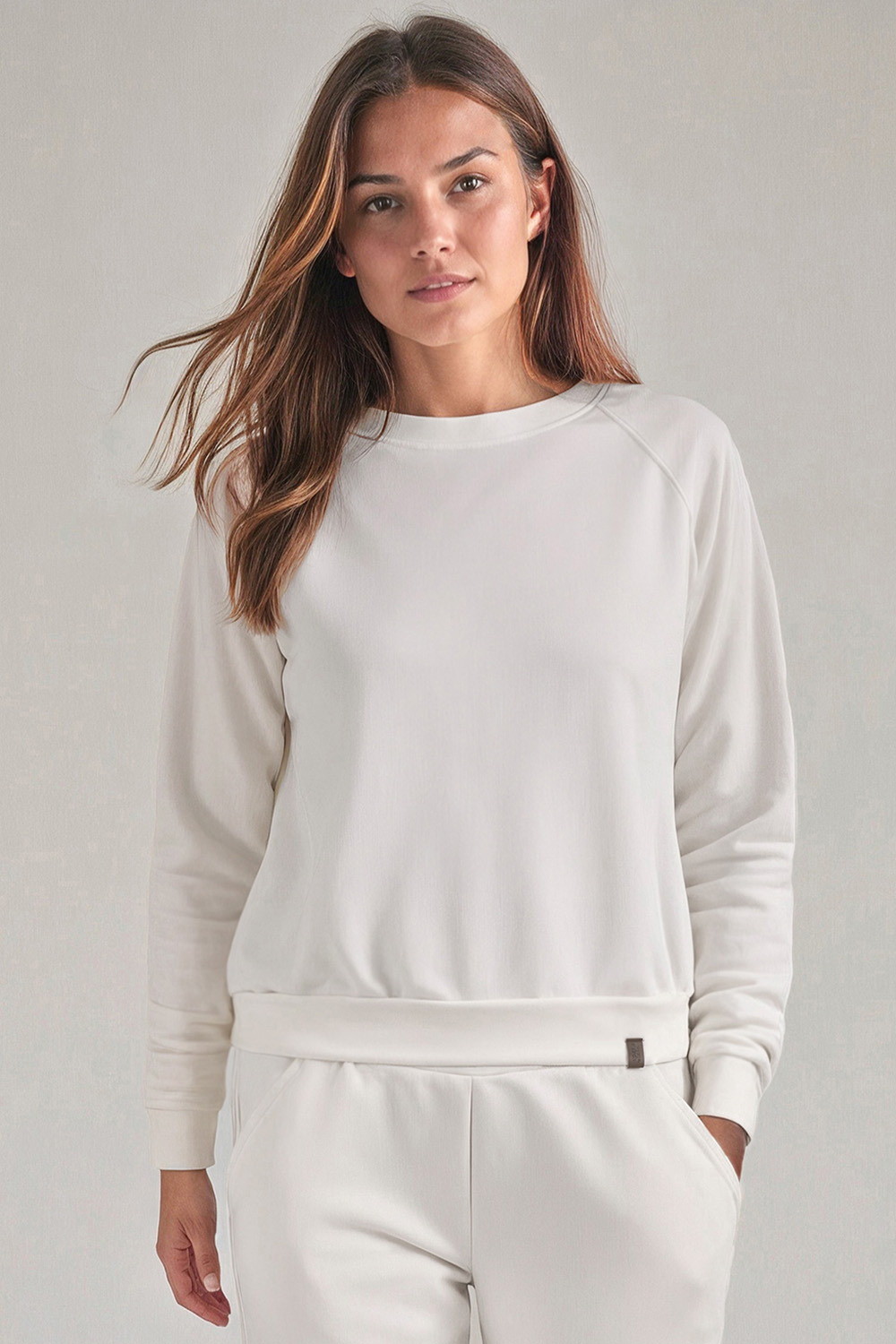 Vivisence Femme Sweat Col Rond Maille Douce Confort Toute La Journée, blanc
