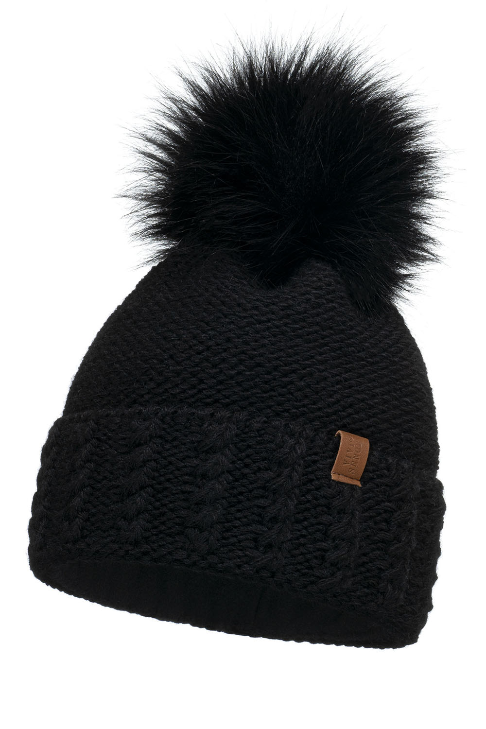 Vivisence Bonnet À Pompon Femme Doublé Polaire Ajustement Parfait Et Chaleur 70103, noir